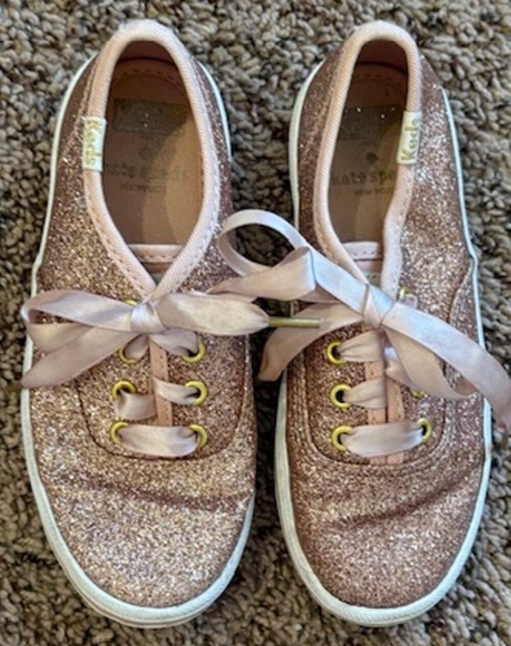 Kate Spade New York X Keds Kids Rose Gold Glitter Sneakers Size 10